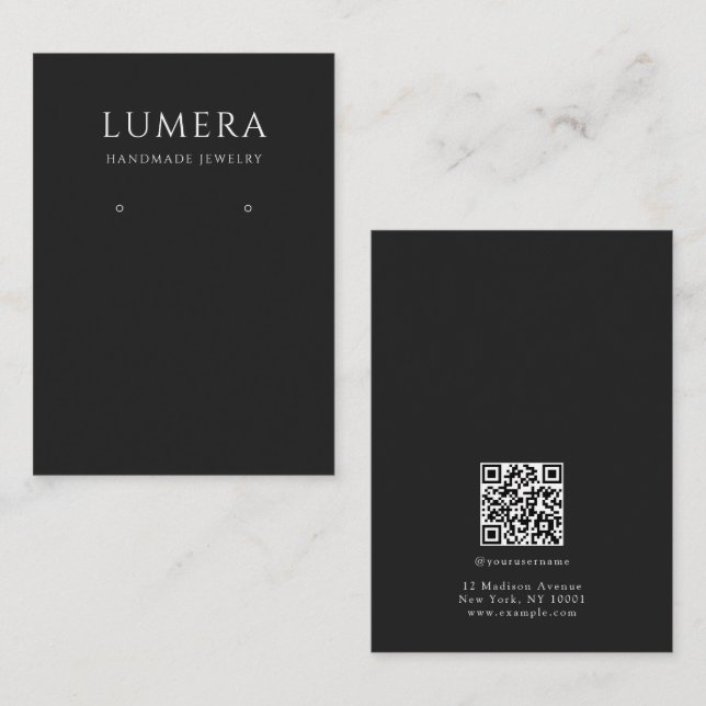 Minimalist Black & White Jewelry Display Card (Front/Back)