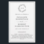 Minimalist Black White Leaf Modern Wedding Program<br><div class="desc">Timeless wedding program features a minimalist monogram with a delicate wreath. Perfect for formal or traditional weddings, the sleek typography and simple elegance make it a versatile choice. Fully customizable to match your special day, this invitation blends classic sophistication with modern charm. For customization or additional products featuring this design,...</div>