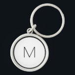 Minimalist Black White Letter Monogram Modern Keychain<br><div class="desc">Keep a classic style on your accessories with this keychain.</div>