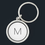 Minimalist Black White Letter Monogram Modern Keychain<br><div class="desc">Keep a classic style on your accessories with this keychain.</div>