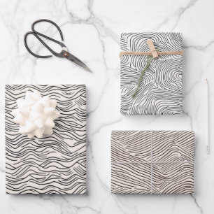 Minimalist Black & White Line Art Wrapping Paper Sheet