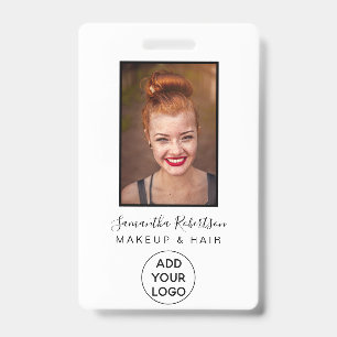 Minimalist black white logo employee photo pass badge