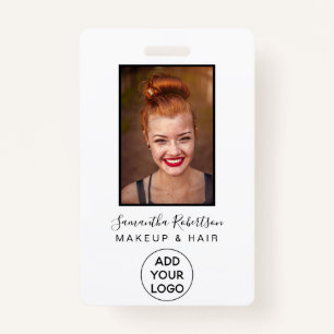 Minimalist black white logo employee photo pass badge