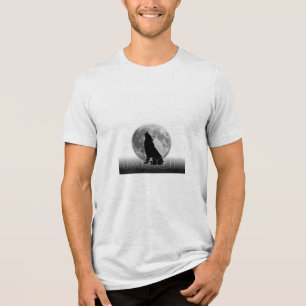 Minimalist Black & White Lunar Wolf Graphic Tee