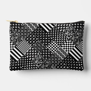 Minimalist Black White Mixed Pattern Style Accessory Pouch