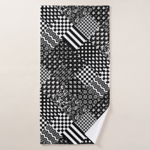 Minimalist Black White Mixed Pattern Style Bath Towel