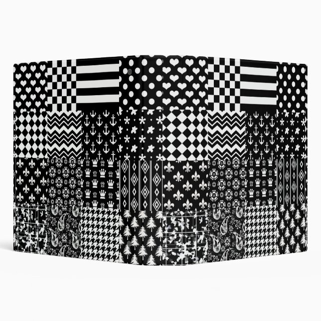 Minimalist Black White Mixed Pattern Style  Binder (Background)