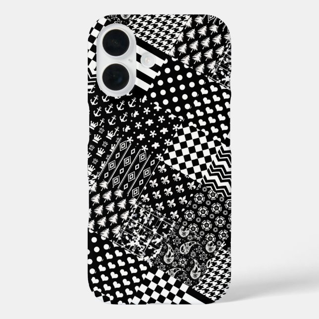 Minimalist Black White Mixed Pattern Style  Case-Mate iPhone Case (Back)