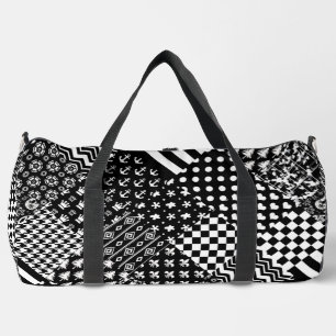 Minimalist Black White Mixed Pattern Style  Duffle Bag