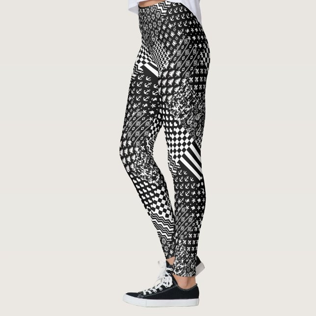 Minimalist Black White Mixed Pattern Style  Leggings (Creator Uploaded)