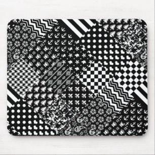 Minimalist Black White Mixed Pattern Style  Mouse Pad