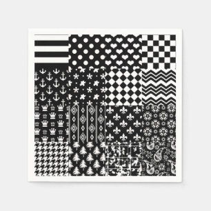 Minimalist Black White Mixed Pattern Style Napkin