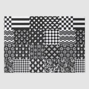 Minimalist Black White Mixed Pattern Style  Tissue Paper