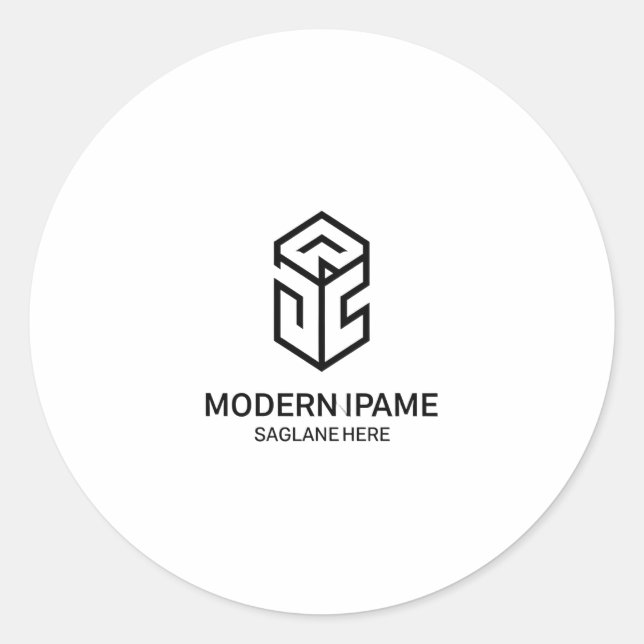 Minimalist Black & White Modern Business Logo  Classic Round Sticker (Front)