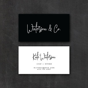 Minimalist Black & White Modern Calligraphy Script Business Card