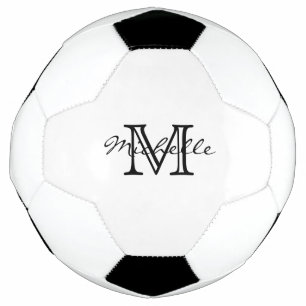 Minimalist Black White Modern Elegant Monogram Soccer Ball