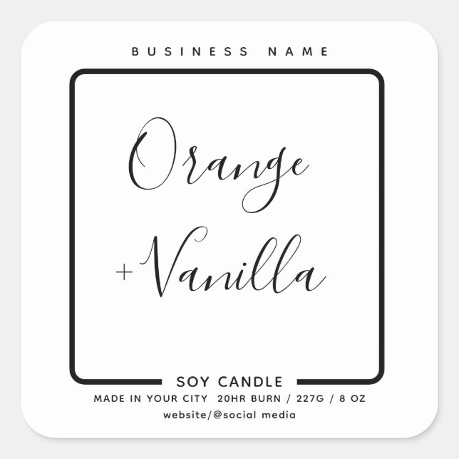 Minimalist black white Modern luxury  candle   Square Sticker (Front)