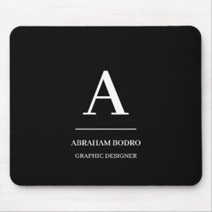 Minimalist Black White Modern Personalized Mouse Pad