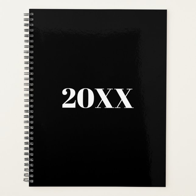 Minimalist black white modern typography custom planner (Front)