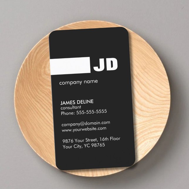 Minimalist Black White Monogram Consultant Business Card (Creator Uploaded)