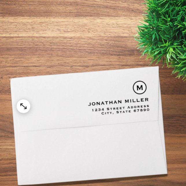 Minimalist Black White Monogram Emblem Envelope (Creator Uploaded)