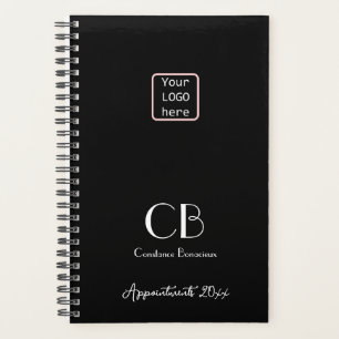 Minimalist Black White Monogram Initials LOGO 2023 Planner