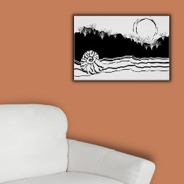 Minimalist Black & White Morning Calm At The Beach Poster