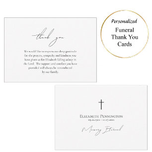Minimalist Black White Orthodox Funeral Thank You Card