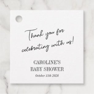 Minimalist Black White Personalized Baby Shower Favour Tags