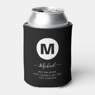 Minimalist Black & White Personalized Monogram Can Cooler