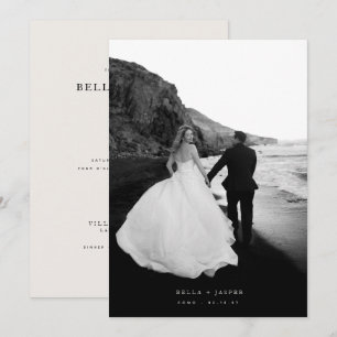 Minimalist Black & White Photo Editorial Wedding Invitation