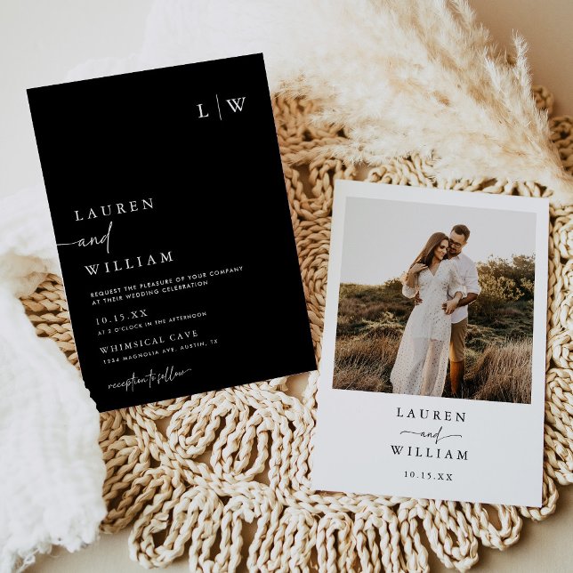 Minimalist Black & White Photo Wedding Invitation (Creator Uploaded)