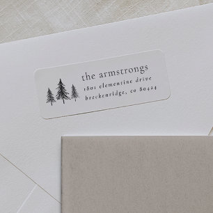 Minimalist Black & White Pine Tree Return Address