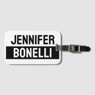 Minimalist Black & White Plain Elegant Modern Name Luggage Tag