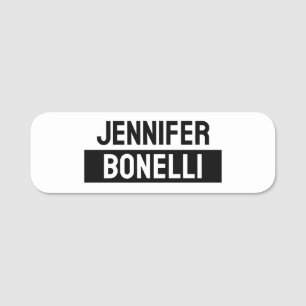 Minimalist Black & White Plain Elegant Modern Name Tag