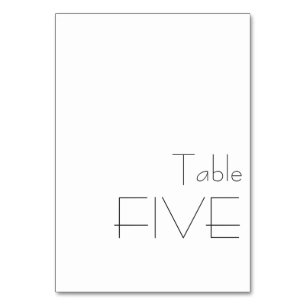 Minimalist Black White Playful Typography FIVE Table Number