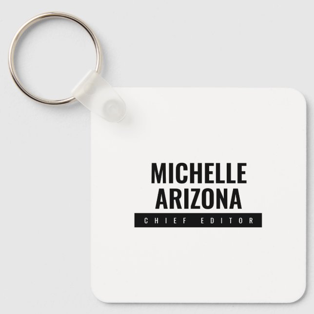 Minimalist Black & White Professional Modern Keychain (Front)