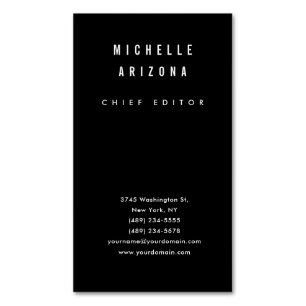 Minimalist Black & White Professional Modern Magnetic Business Card