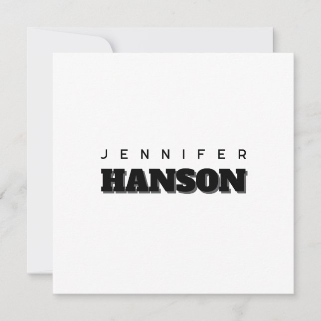 Minimalist Black & White Professional Modern Name (Front)