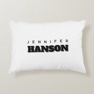 Minimalist Black & White Professional Modern Name Accent Pillow