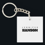 Minimalist Black & White Professional Modern Name Keychain<br><div class="desc">Represent yourself with this modern,  elegant design. This template can be customized to meet all professional occupations.</div>