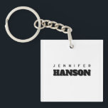 Minimalist Black & White Professional Modern Name Keychain<br><div class="desc">Represent yourself with this modern, elegant design. This template can be customized to meet all professional occupations.</div>