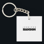 Minimalist Black & White Professional Modern Name Keychain<br><div class="desc">Represent yourself with this modern,  elegant design. This template can be customized to meet all professional occupations.</div>