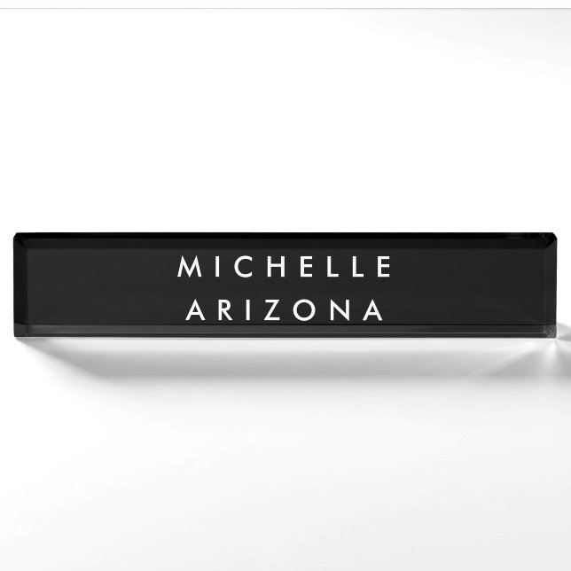Minimalist Black White Professional Modern Name Nameplate (Front)