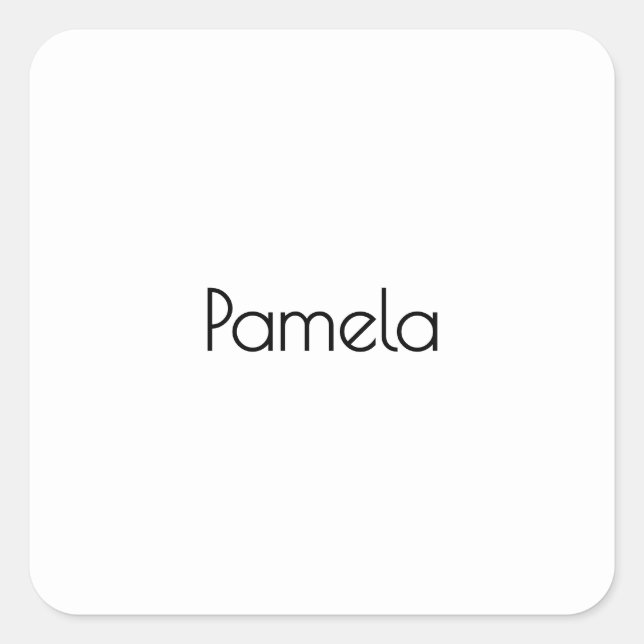 Minimalist Black & White Professional Modern Name Square Sticker (Front)