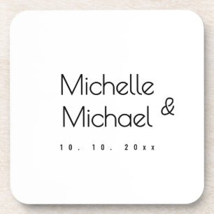 Minimalist Black & White Professional Modern Names Coaster