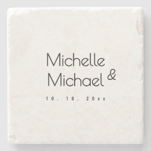 Minimalist Black & White Professional Modern Names Stone Coaster