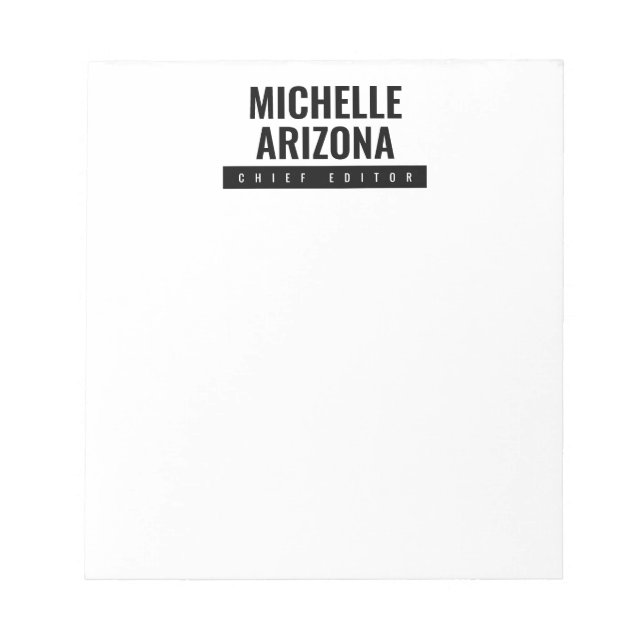 Minimalist Black & White Professional Modern Notepad (Front)