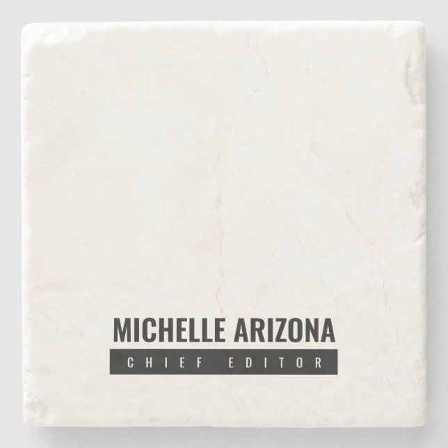 Minimalist Black & White Professional Modern Stone Coaster (Front)