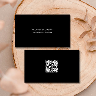 Minimalist Black & White QR Code Coroporate Business Card